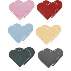 Heart Shaped Leather Bookmarks for Women Cute Corner Book Reading 12-Piece